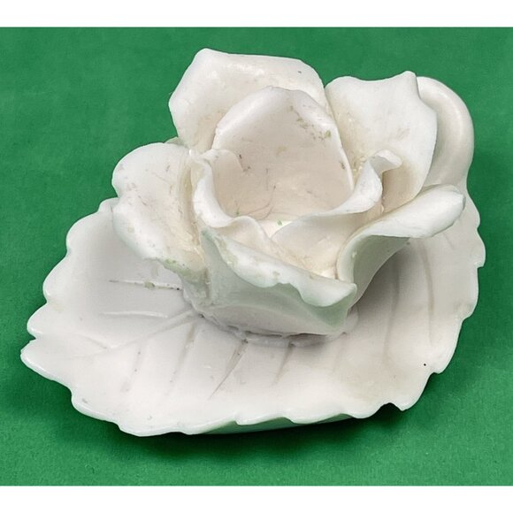 VTG ARDALT White Bisque Rose Taper CANDLE HOLDER Japan EUC - Picture 2 of 4